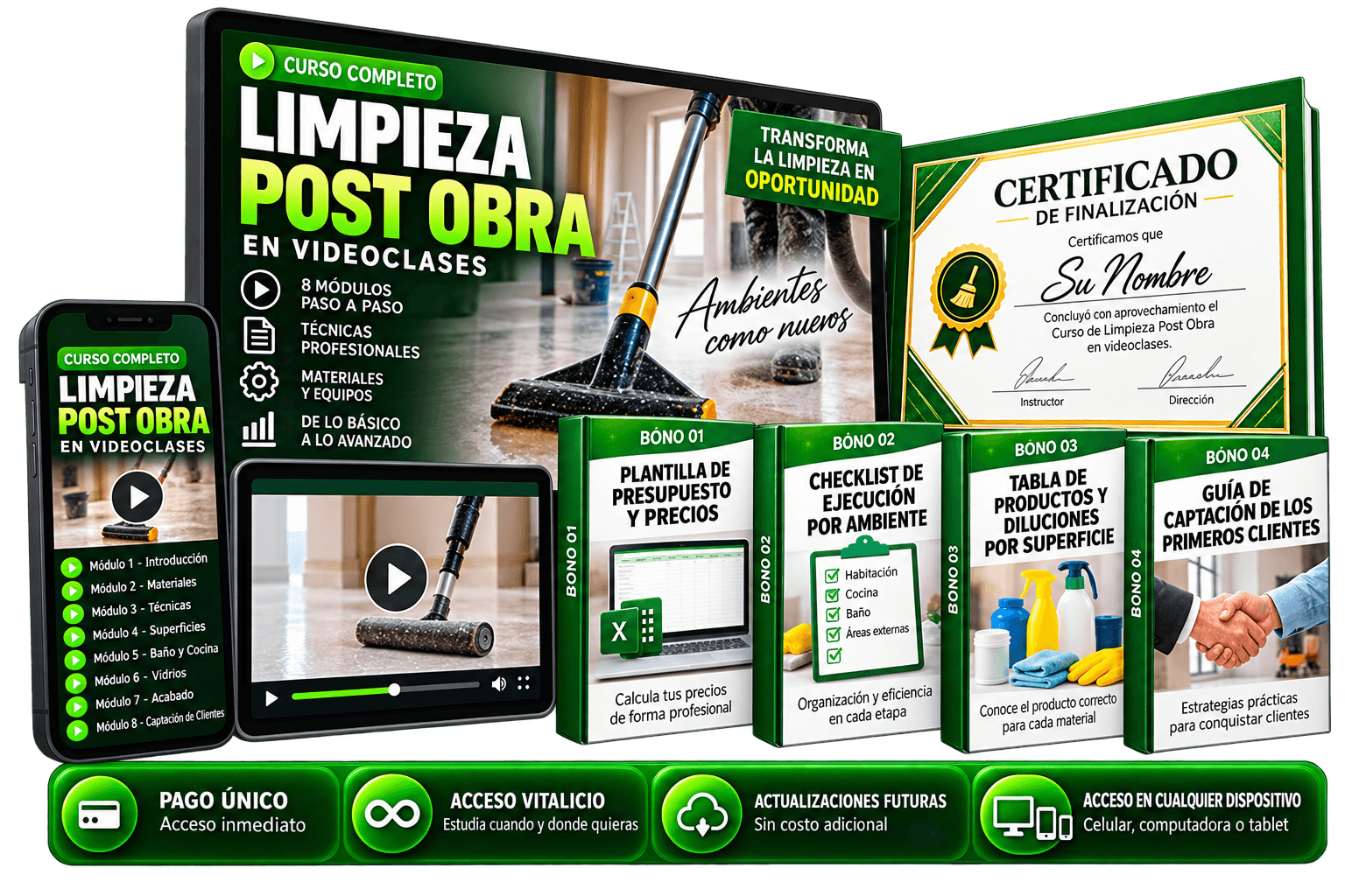 Contenido del curso completo de Limpieza Post Obra